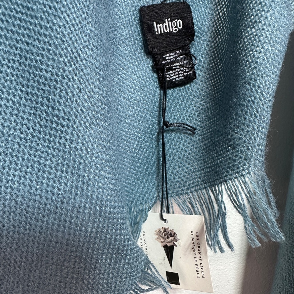 Indigo Blue Knit Scarf Long Lightweight Acrylic Wrap Teal NWT - Picture 3 of 4
